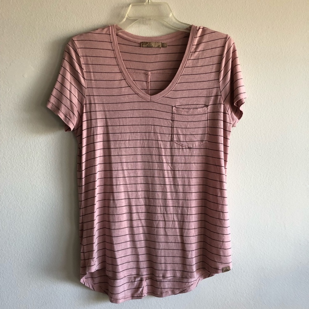Prana Striped V Neck Shirt